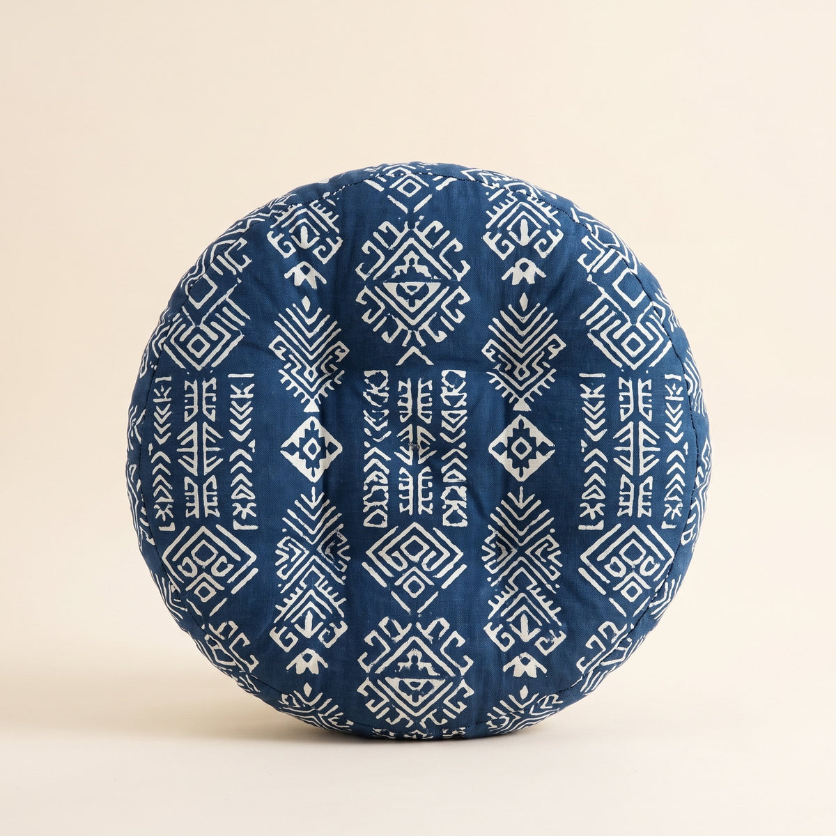 Bela Round Cushion in Ethnic Blue, Style Room