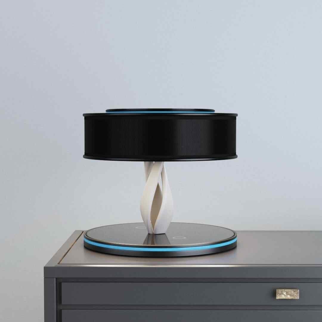 Bexon table lamp on a grey chest of drawers against a plain wall