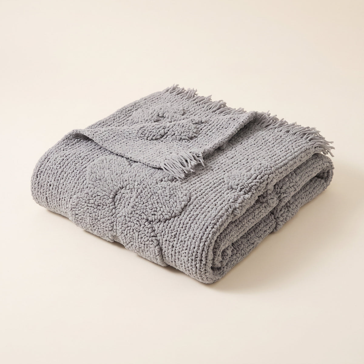 Bloom Floral Blanket in Agate Gray, Style Room