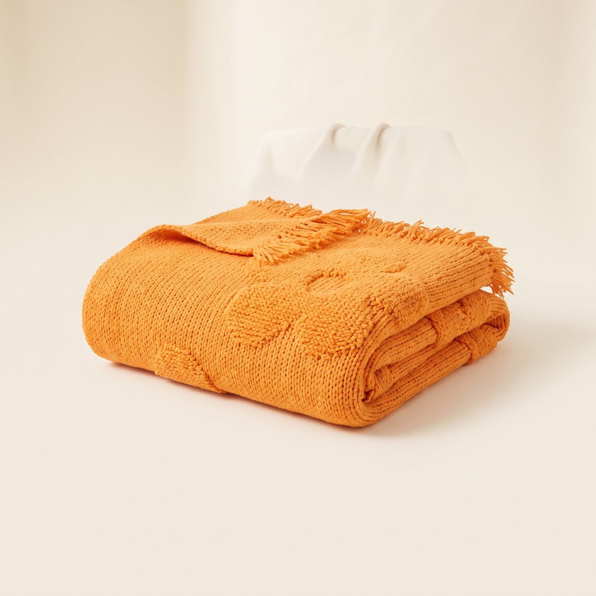 Bloom Floral Blanket in Citrus Orange, Style Room