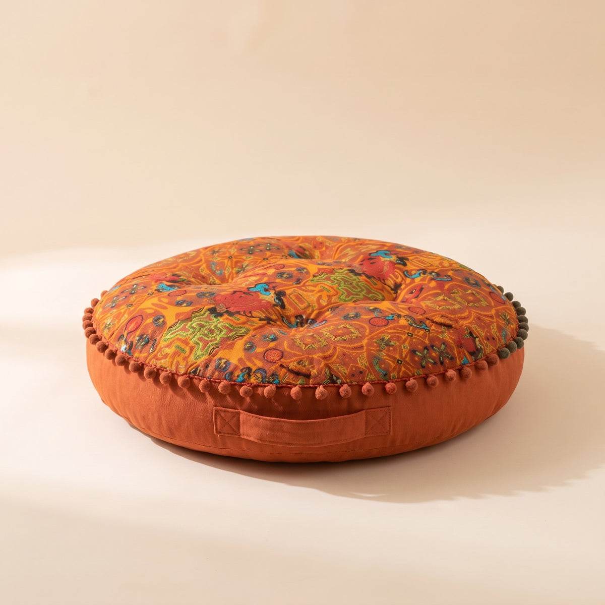 Blythe Floor Cushion in Round Orange, Style Room