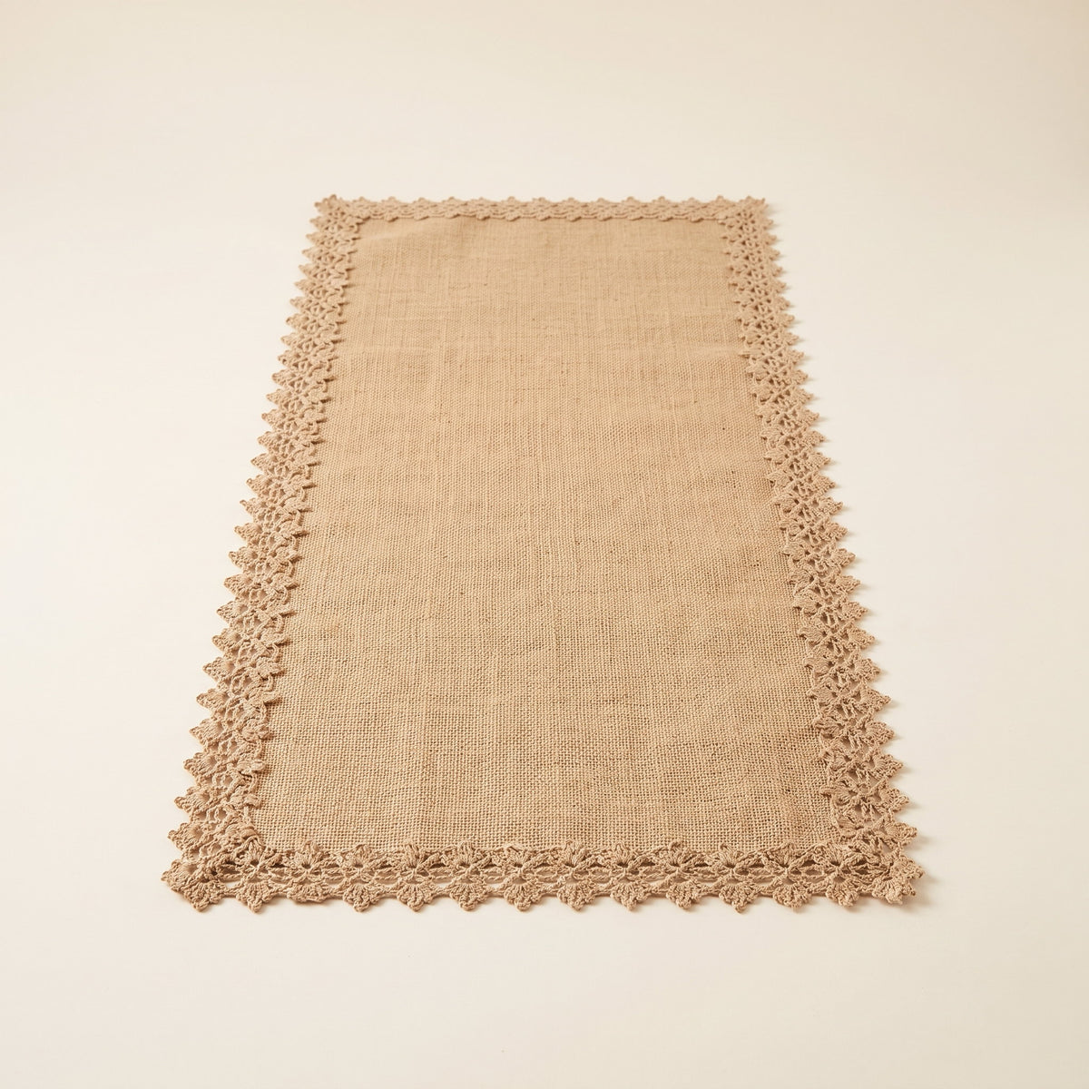 Bramble Boho Table Runner in Knit Lace Edge, Style Room