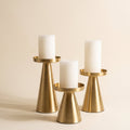 Brenna brushed gold pillar candle stands, set of three, Style Room