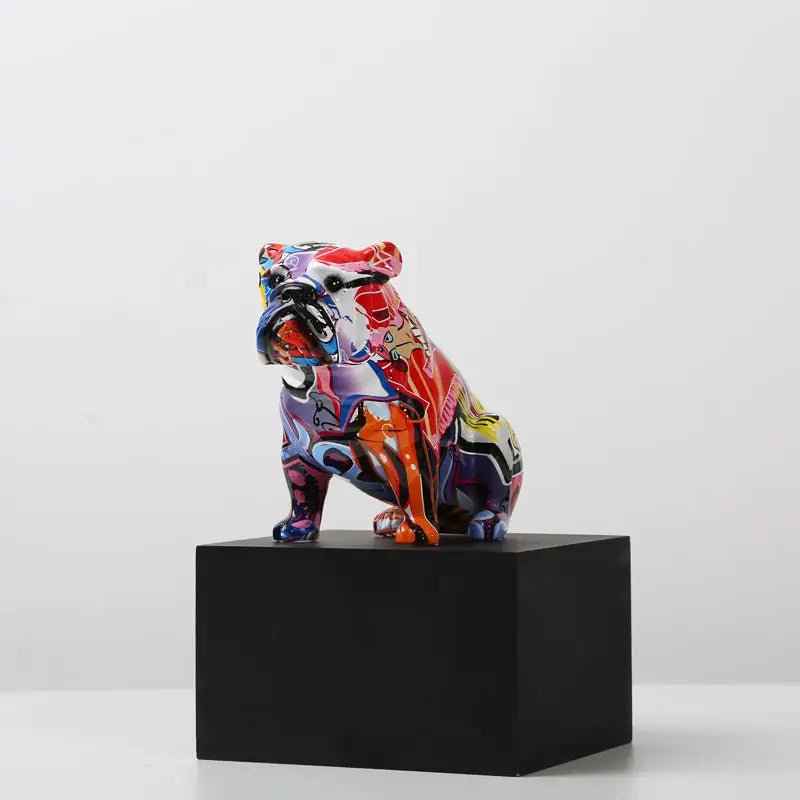 Bruno hand-painted graffiti bulldog sculpture, view 2