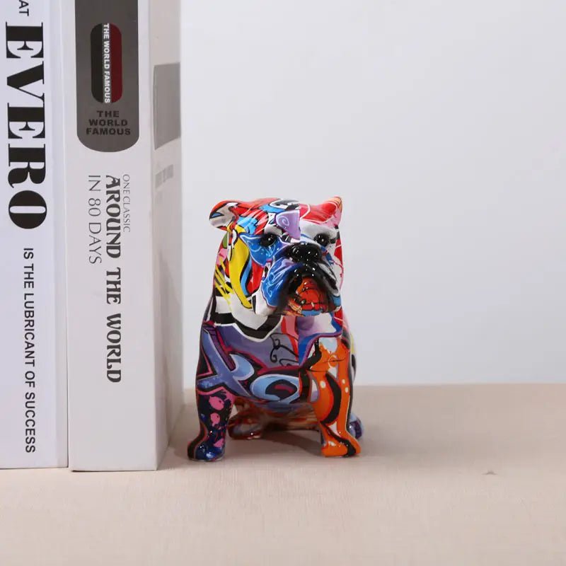 Bruno hand-painted graffiti bulldog sculpture, view 3