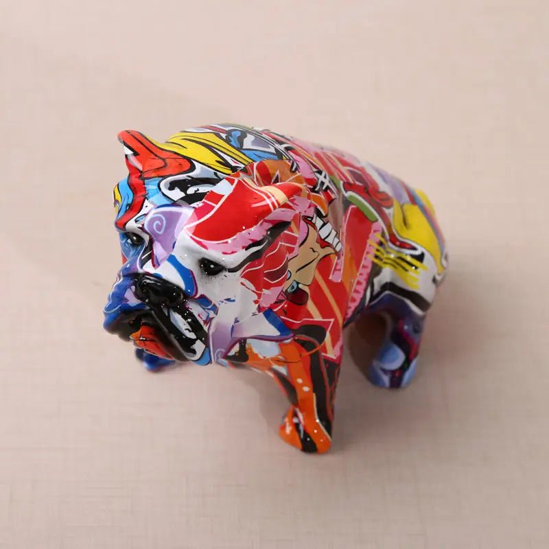 Bruno hand-painted graffiti bulldog sculpture, view 6