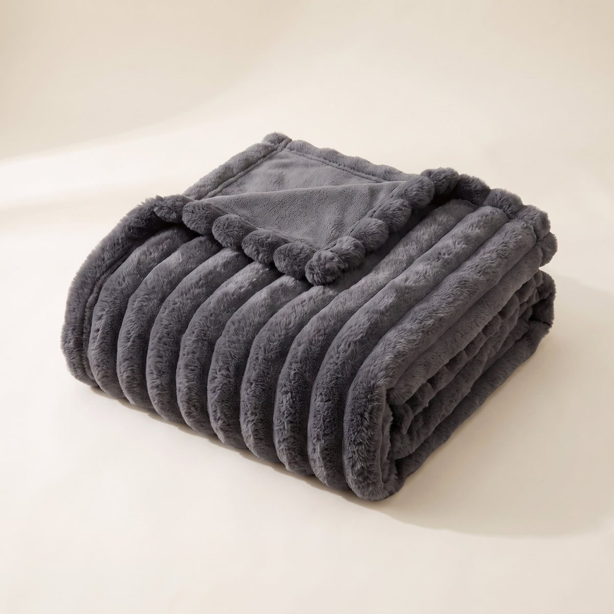 Cielo Plush Throw Blanket in Charcoal, Style Room