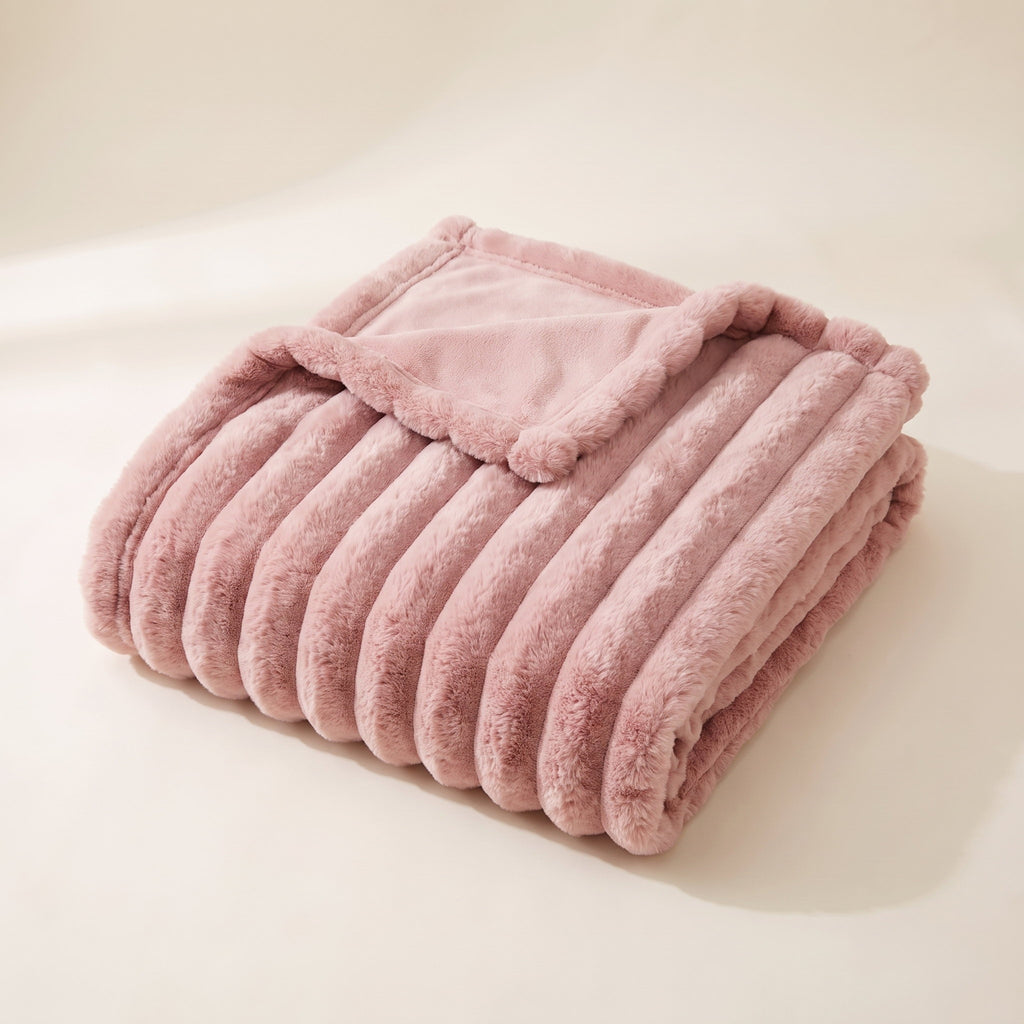 Cielo Plush Throw Blanket in Rose Blush, Style Room