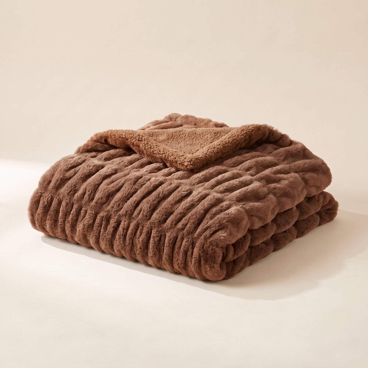 Cora Faux Fur Blanket in Brown, Style Room