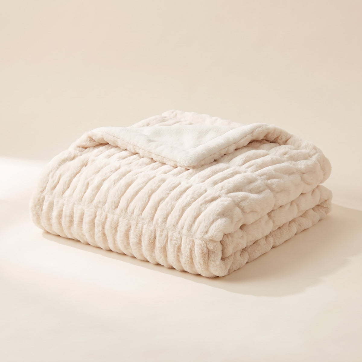 Cora Faux Fur Blanket in Off White, Style Room