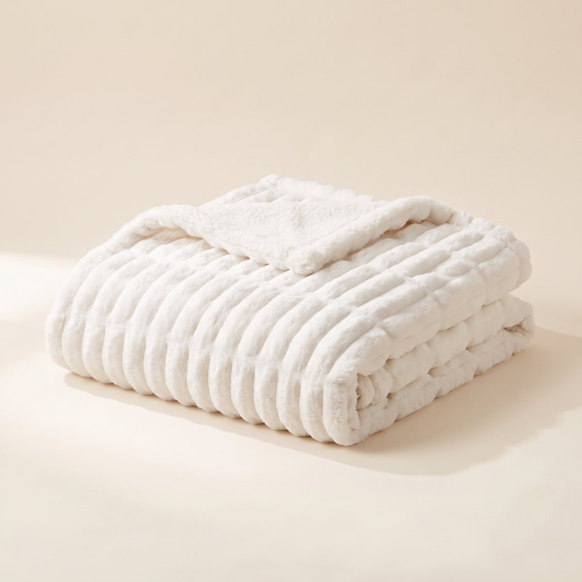 Cora Faux Fur Blanket in White, Style Room