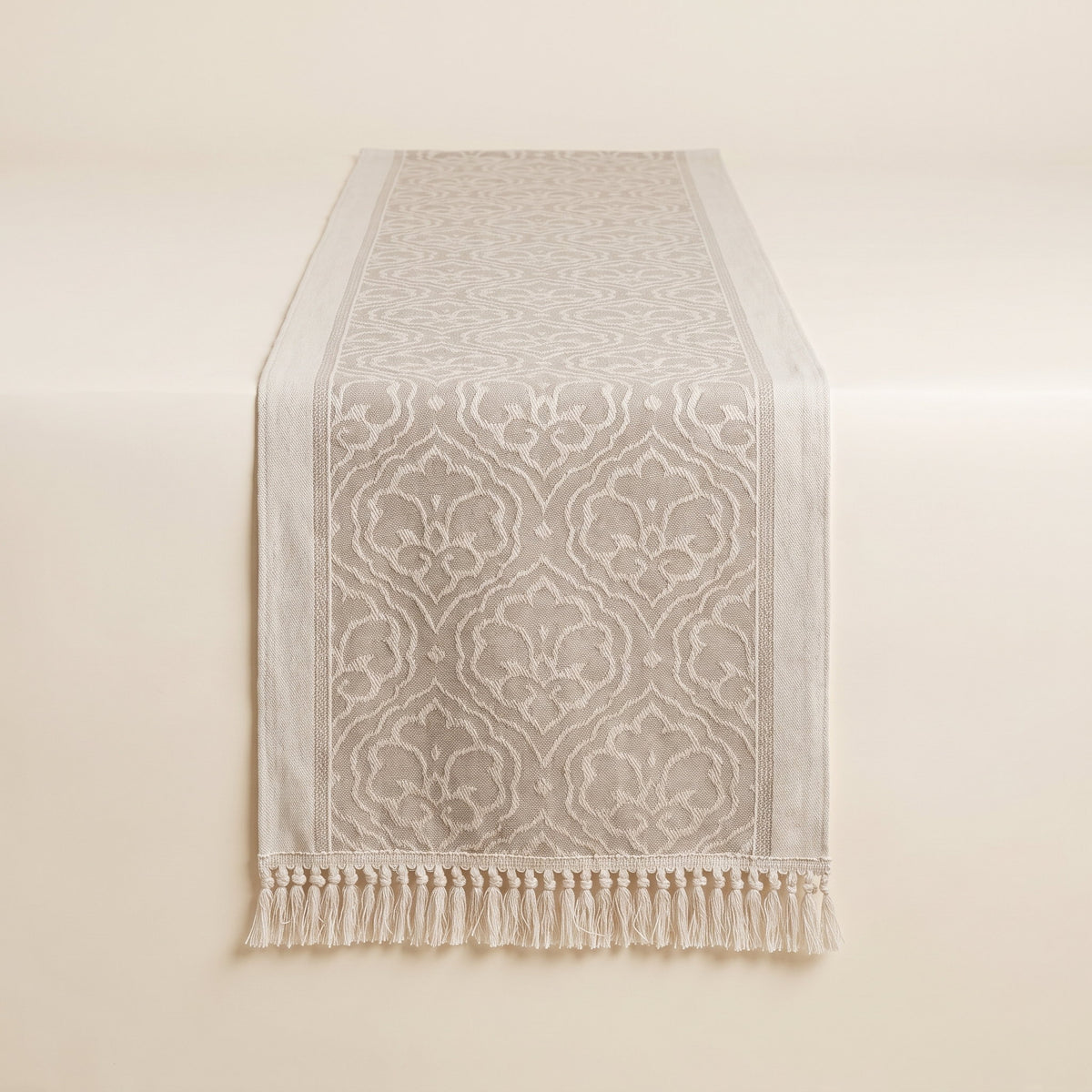 Dune Damask Table Runner in Soft Gray, Style Room
