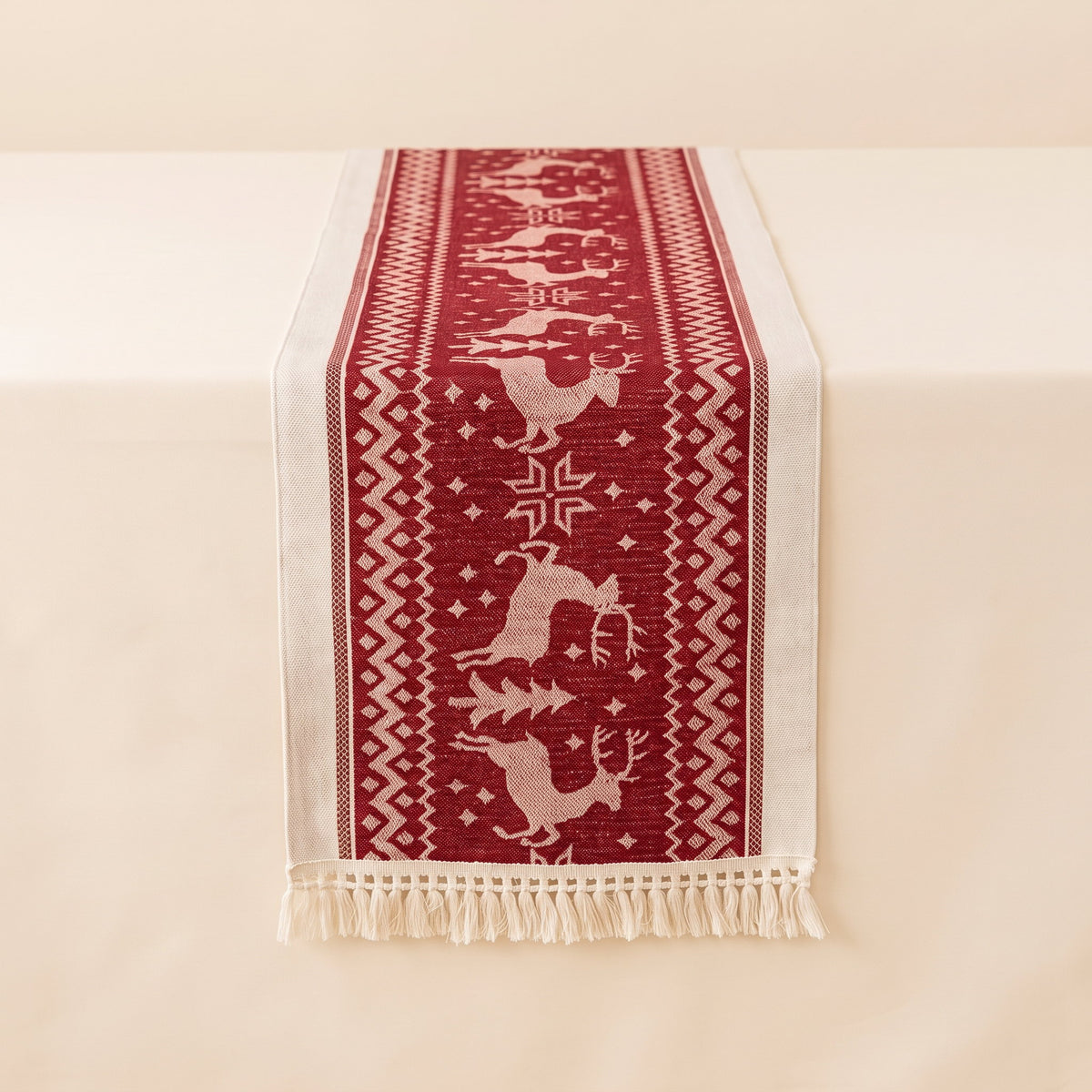 Eldon Elk Table Runner in Crimson Frost, Style Room