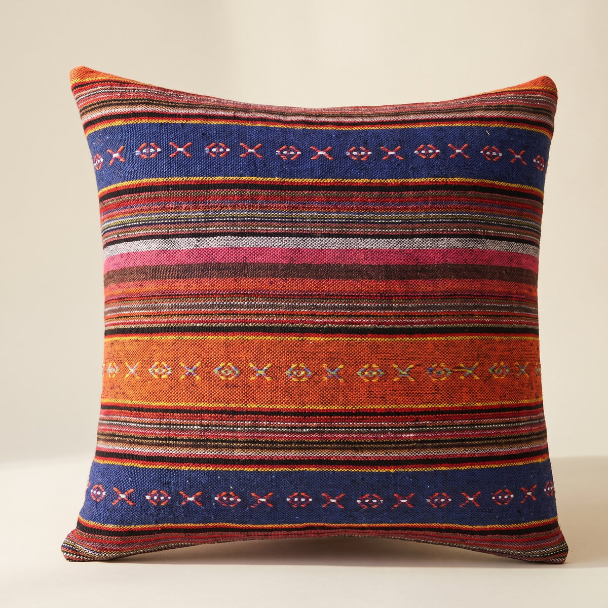 Evoa woven cushion cover with multicoloured geometric stripes, Style Room