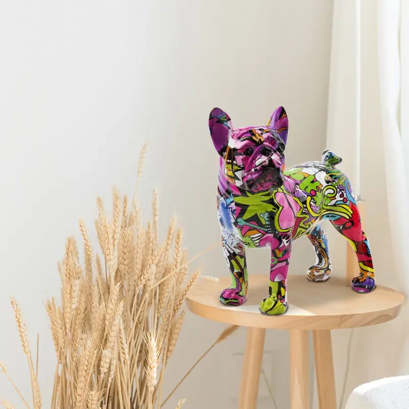 Fargo hand-painted graffiti bulldog sculpture in resin