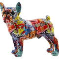 Fargo hand-painted graffiti bulldog sculpture in resin, view 2