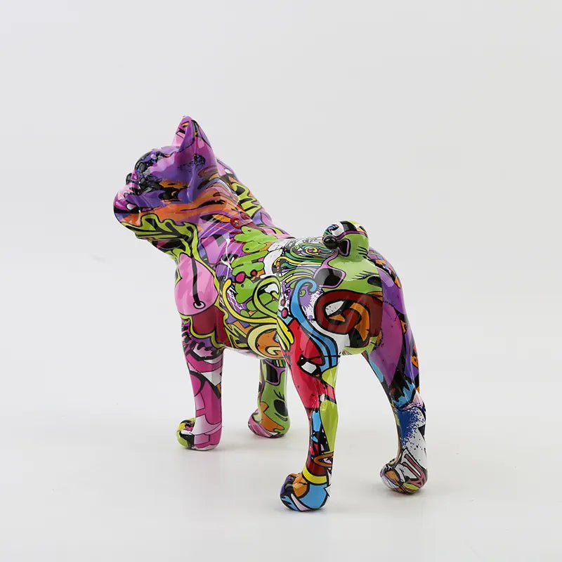 Fargo hand-painted graffiti bulldog sculpture in resin, view 6