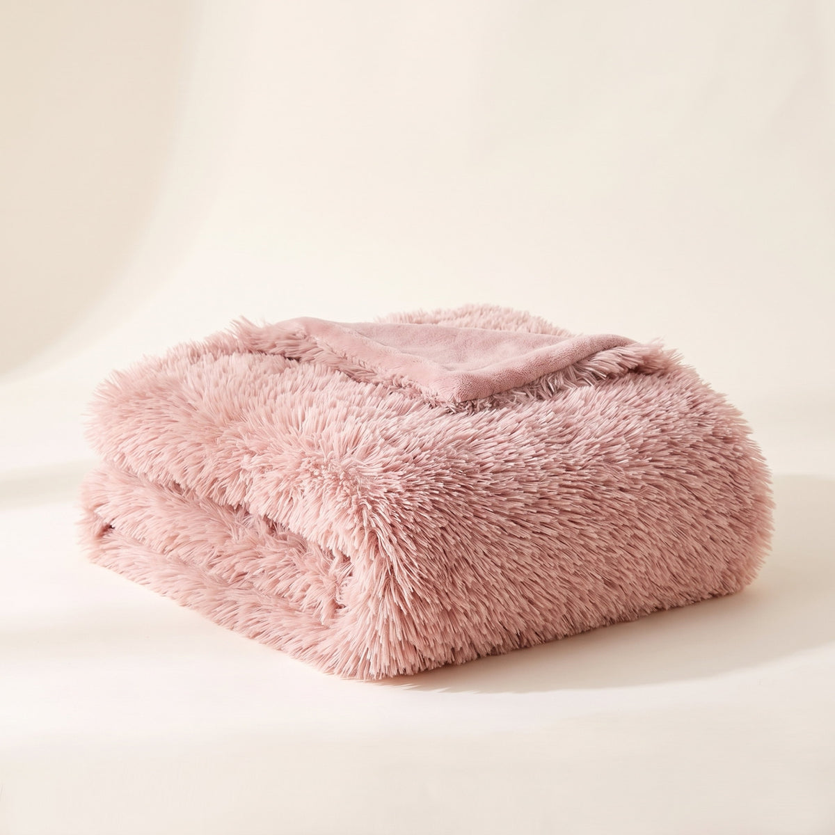 Fiona Faux Fur Blanket Throw in Blush Pink, Style Room