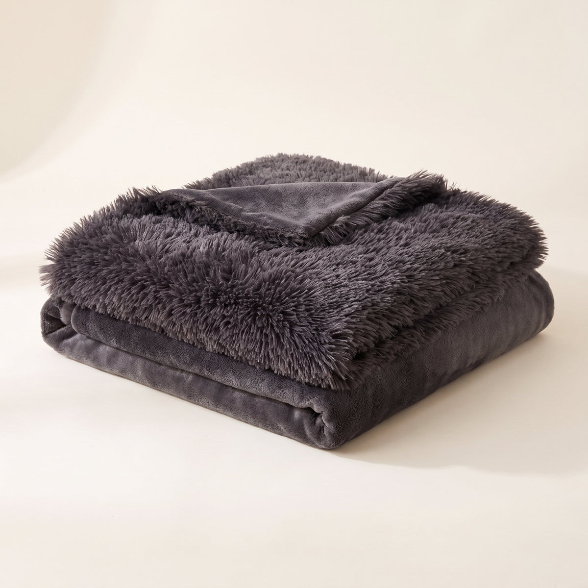 Fiona Faux Fur Blanket Throw in Charcoal, Style Room