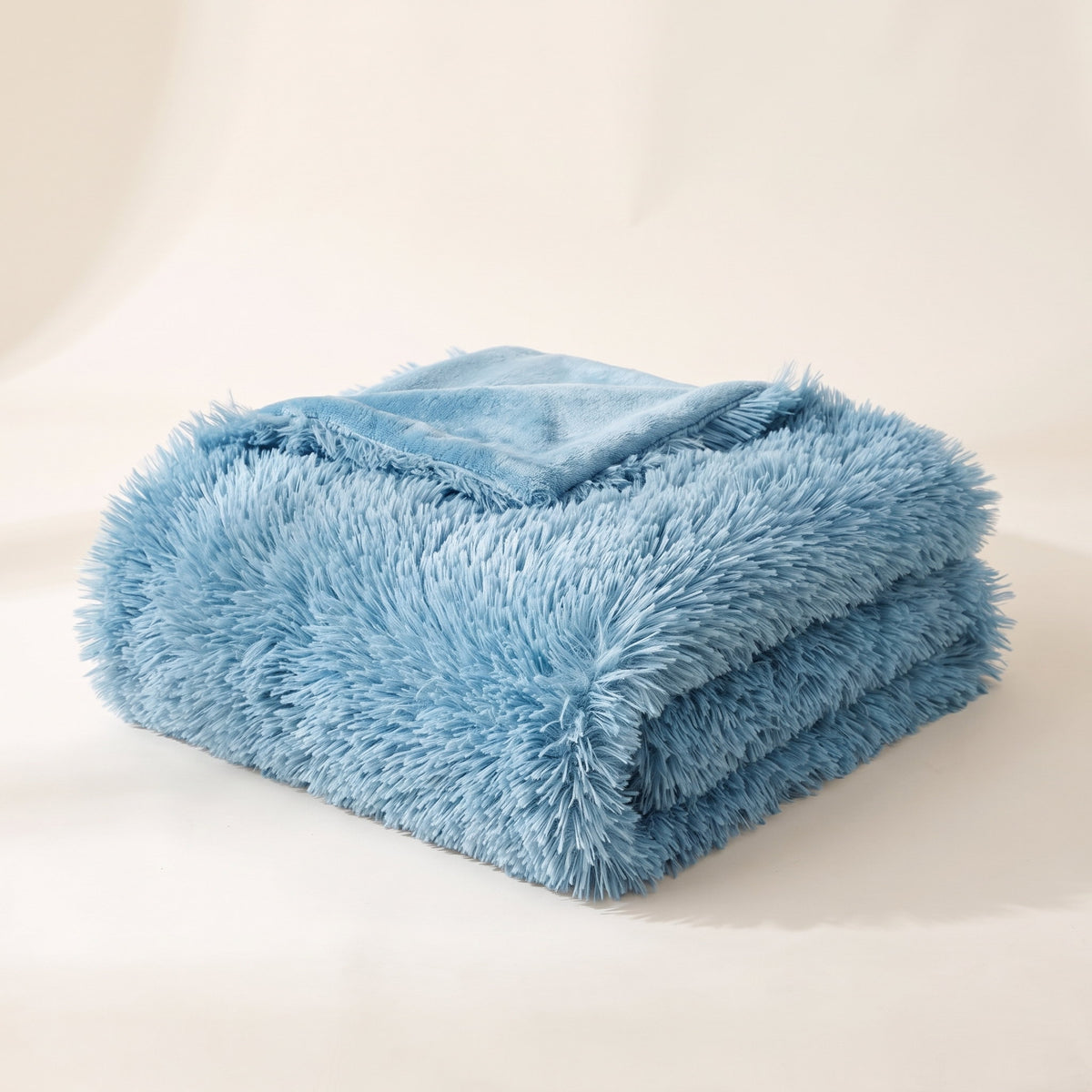 Fiona Faux Fur Blanket Throw in Ocean Blue, Style Room