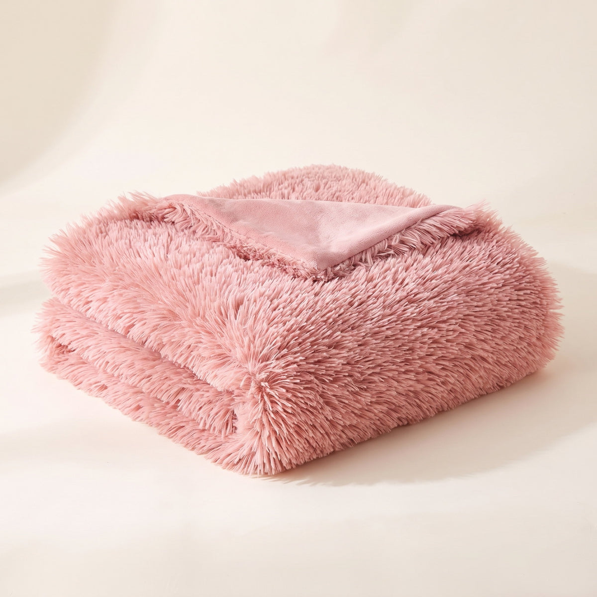 Fiona Faux Fur Blanket Throw in Rose Pink, Style Room