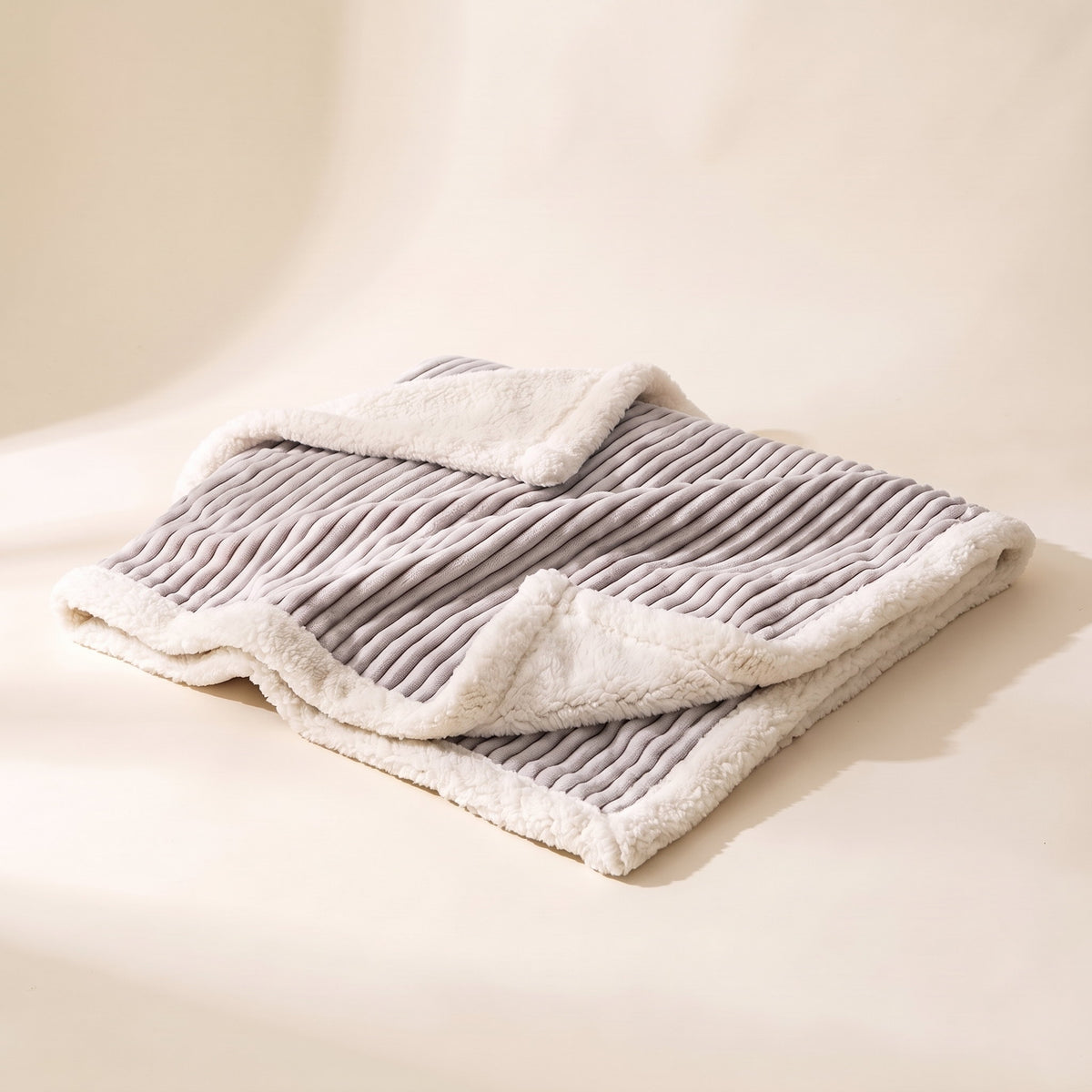 Fiora Sherpa Blanket in Ash Stripes, Style Room