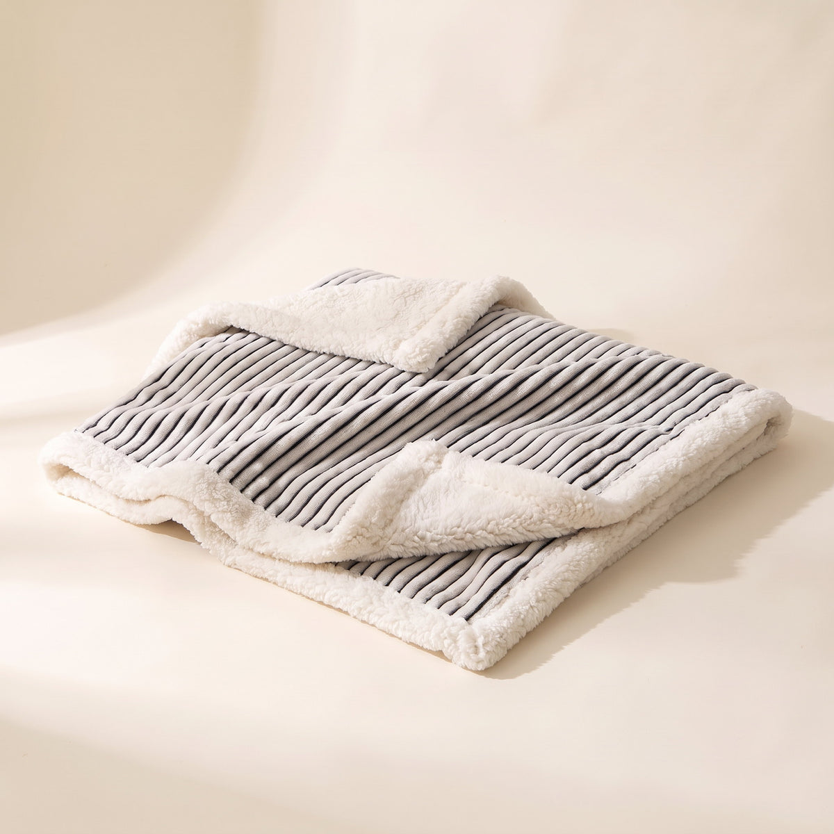 Fiora Sherpa Blanket in Onyx Stripes, Style Room