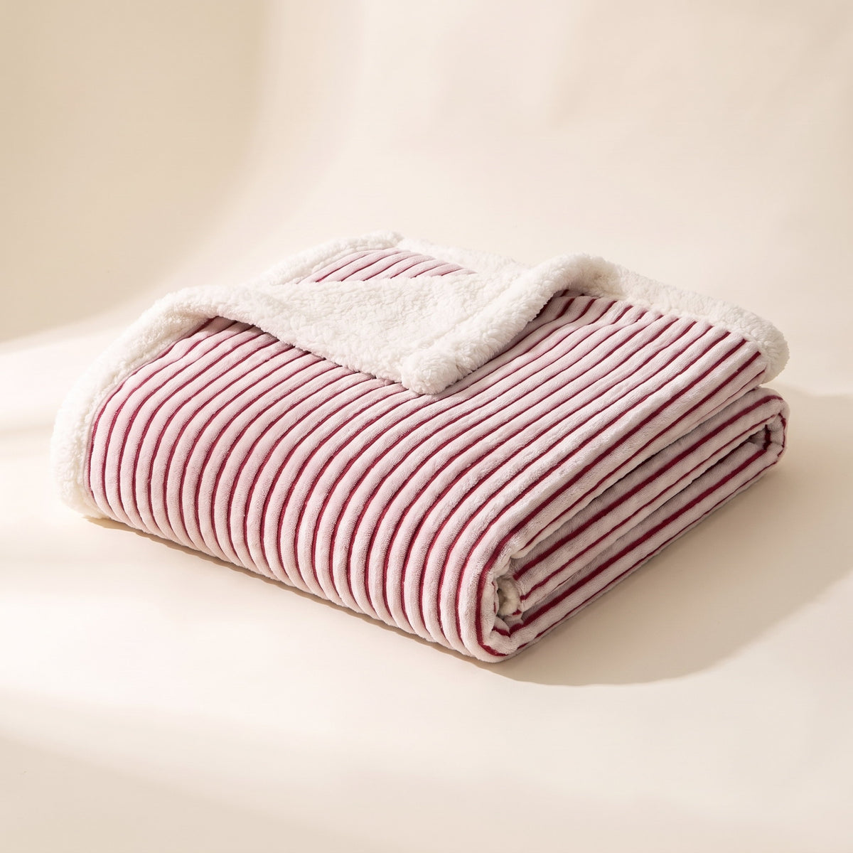Fiora Sherpa Blanket in Ruby Stripes, Style Room