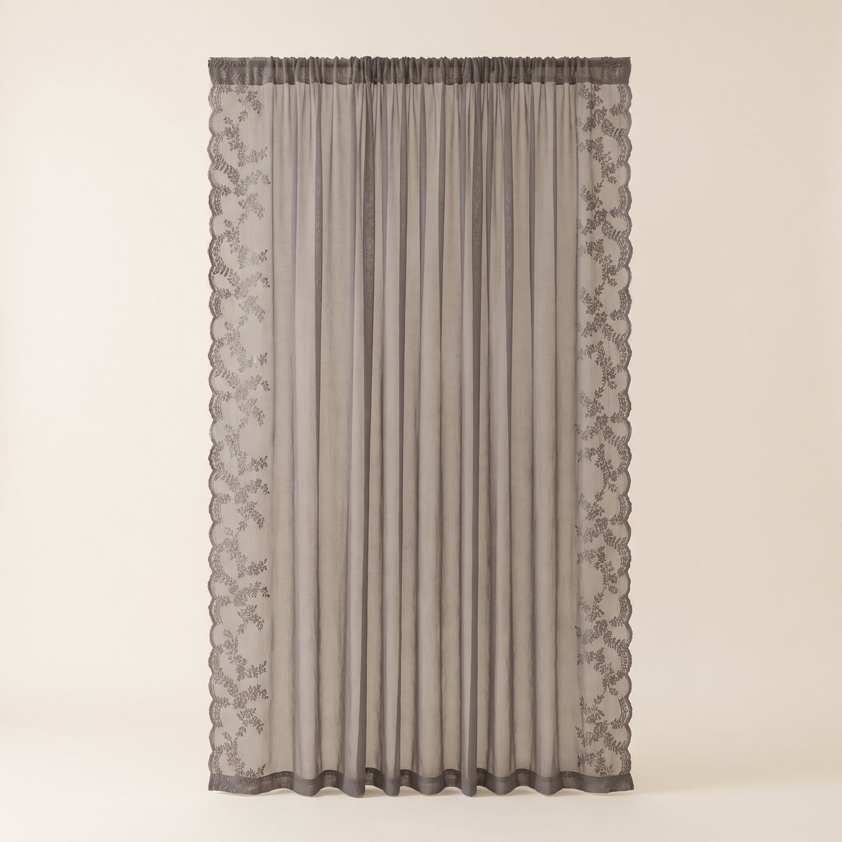 Flora Sheer Curtains in Charcoal Glow, Style Room