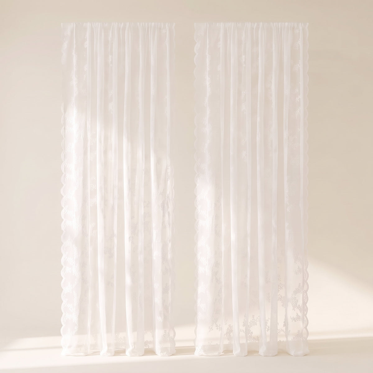 Flora Sheer Curtains in Snow Glow, Style Room