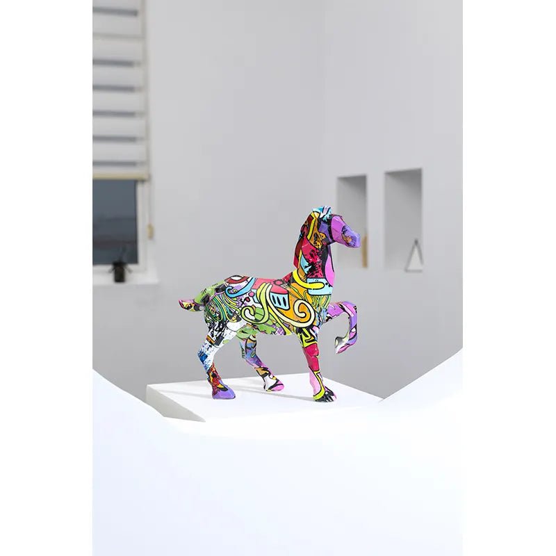 Haven hand-painted graffiti horse sculpture, view 4