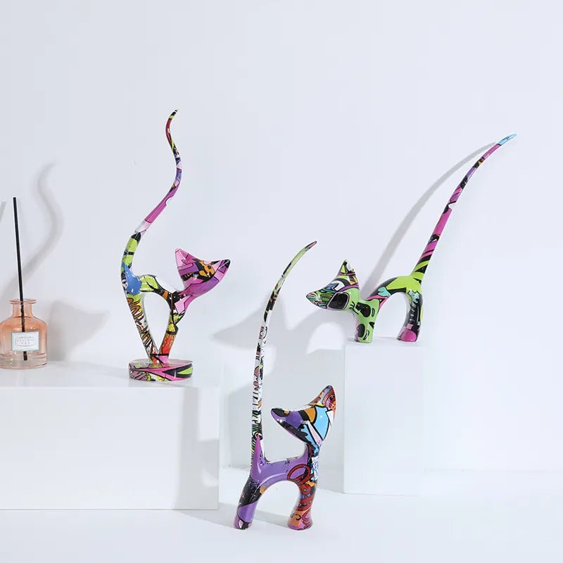 Kano hand-painted graffiti cat sculpture, view 2