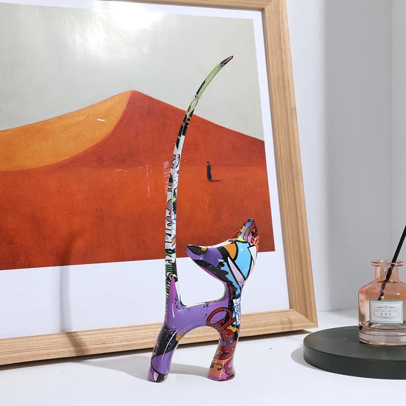 Kano hand-painted graffiti cat sculpture, view 4