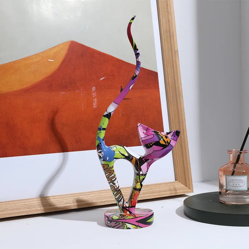 Kano hand-painted graffiti cat sculpture, view 5