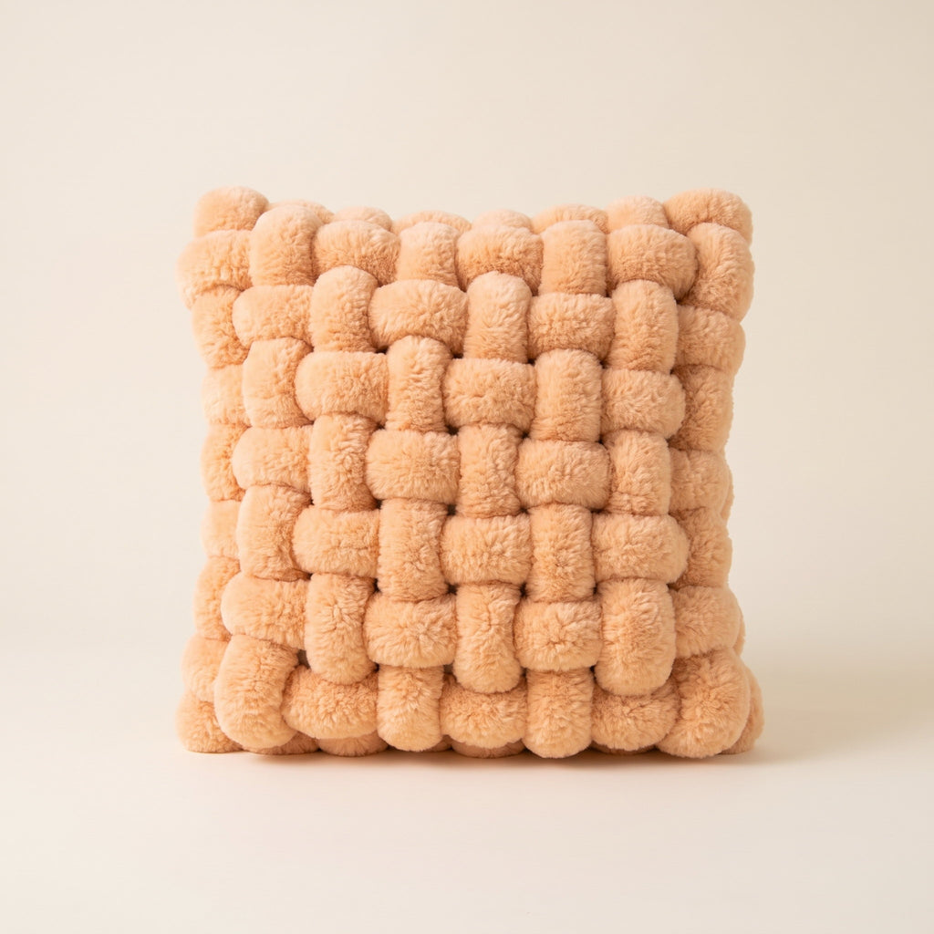 Luma Woven Knot Cushion in Apricot, Style Room