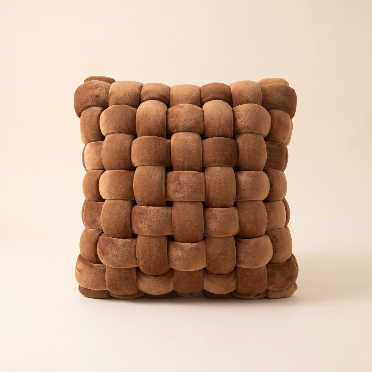 Luma Woven Knot Cushion in Brown, Style Room