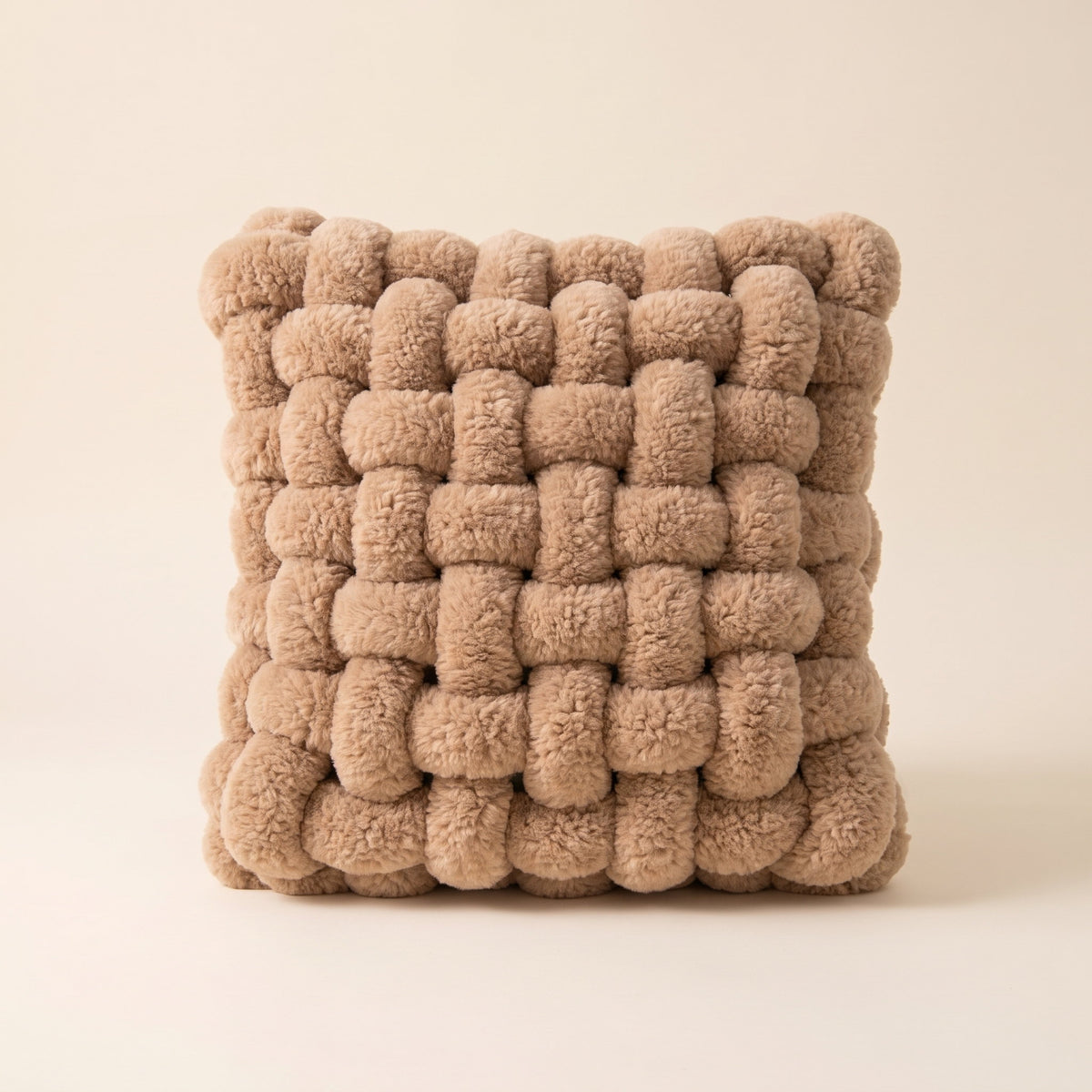 Luma Woven Knot Cushion in Light Brown, Style Room