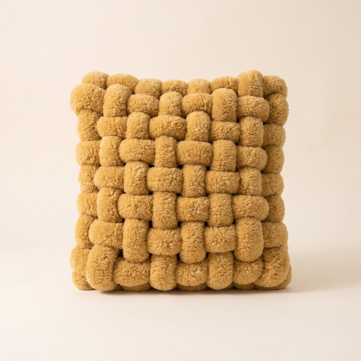 Luma Woven Knot Cushion in Mustard, Style Room