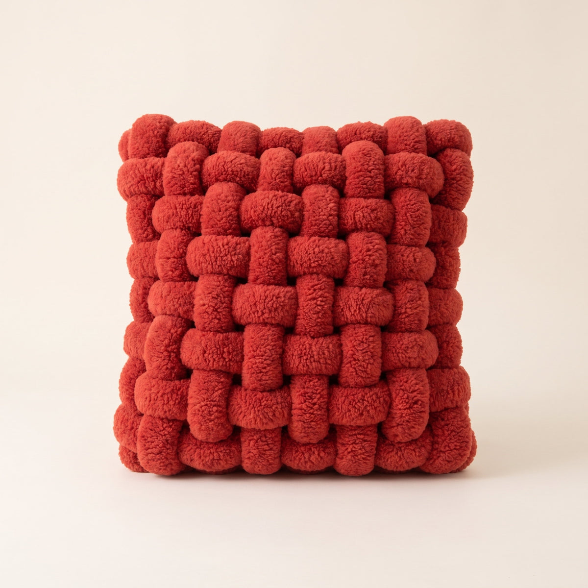 Luma Woven Knot Cushion in Red, Style Room