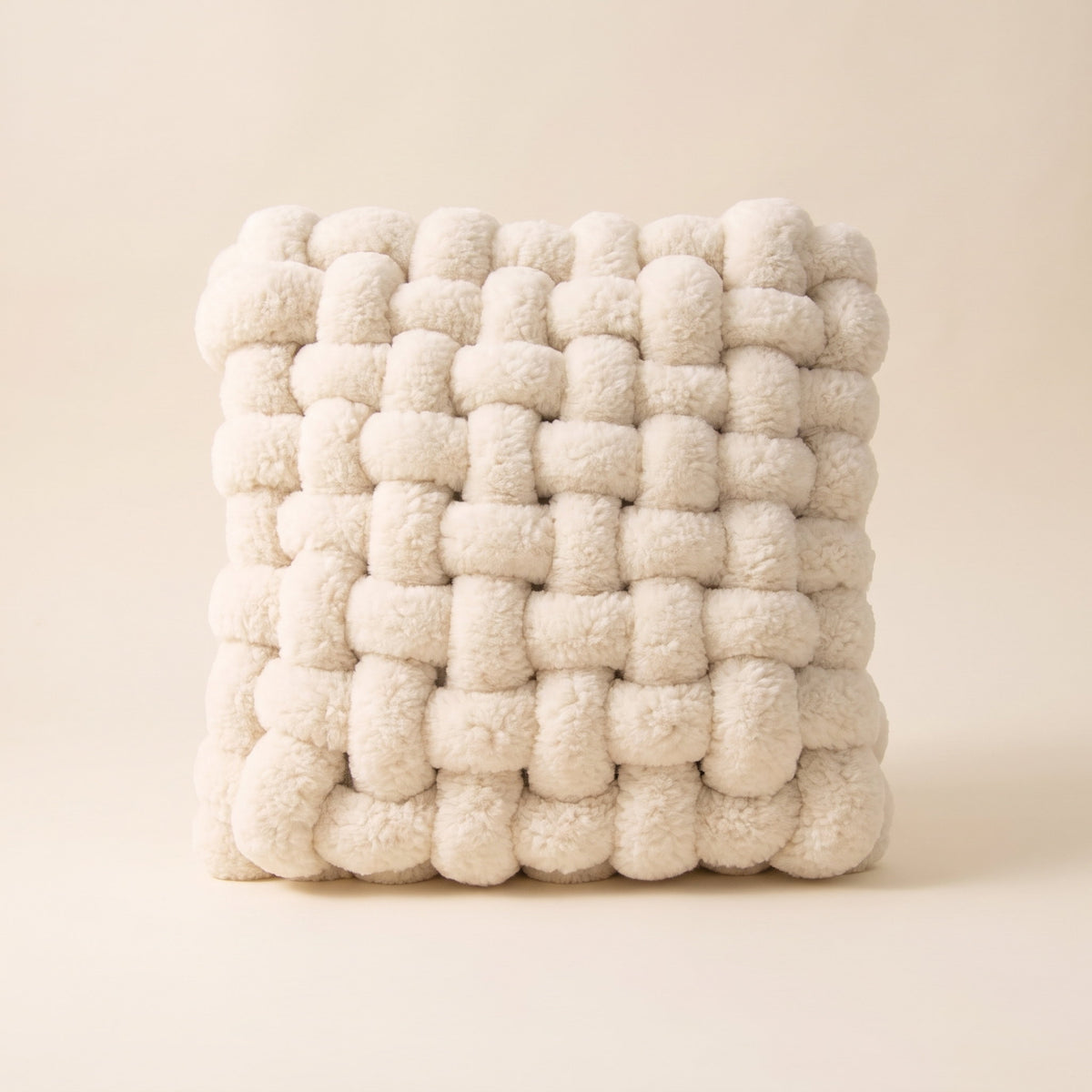 Luma Woven Knot Cushion in White, Style Room