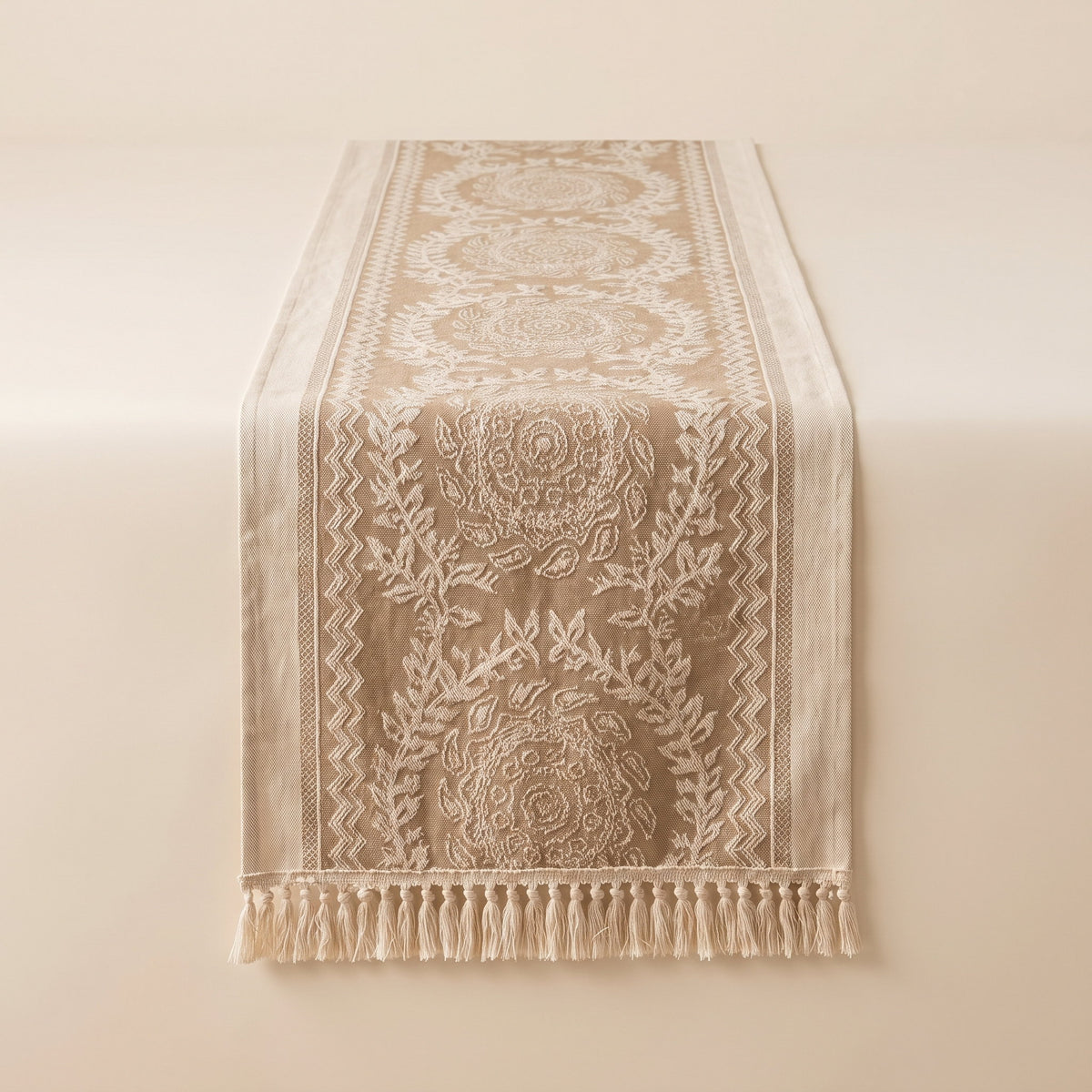 Luna Christmas Table Runner in Cafe Lace, Style Room