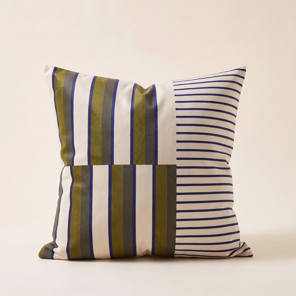 Mira Striped Cushion Cover in Olive Indigo, Style Room