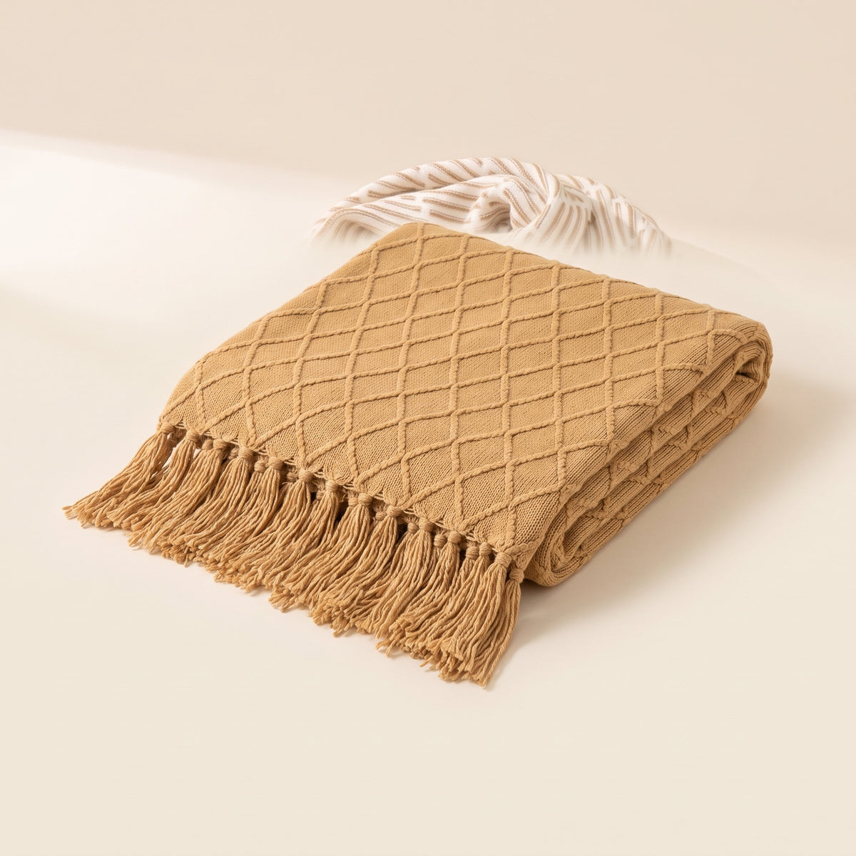 Mira Throw Blanket in Camel, Style Room