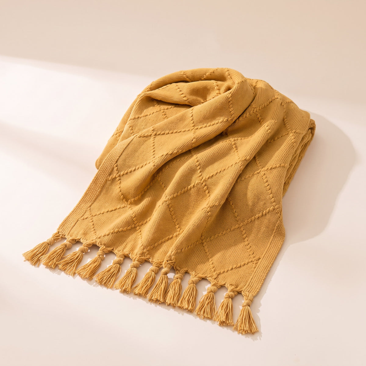 Mira Throw Blanket in Mustard, Style Room