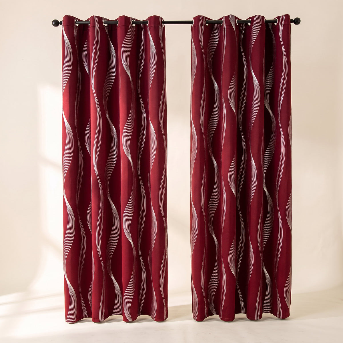 Mira Wave Curtain Panel Set in Crimson Wave, Style Room
