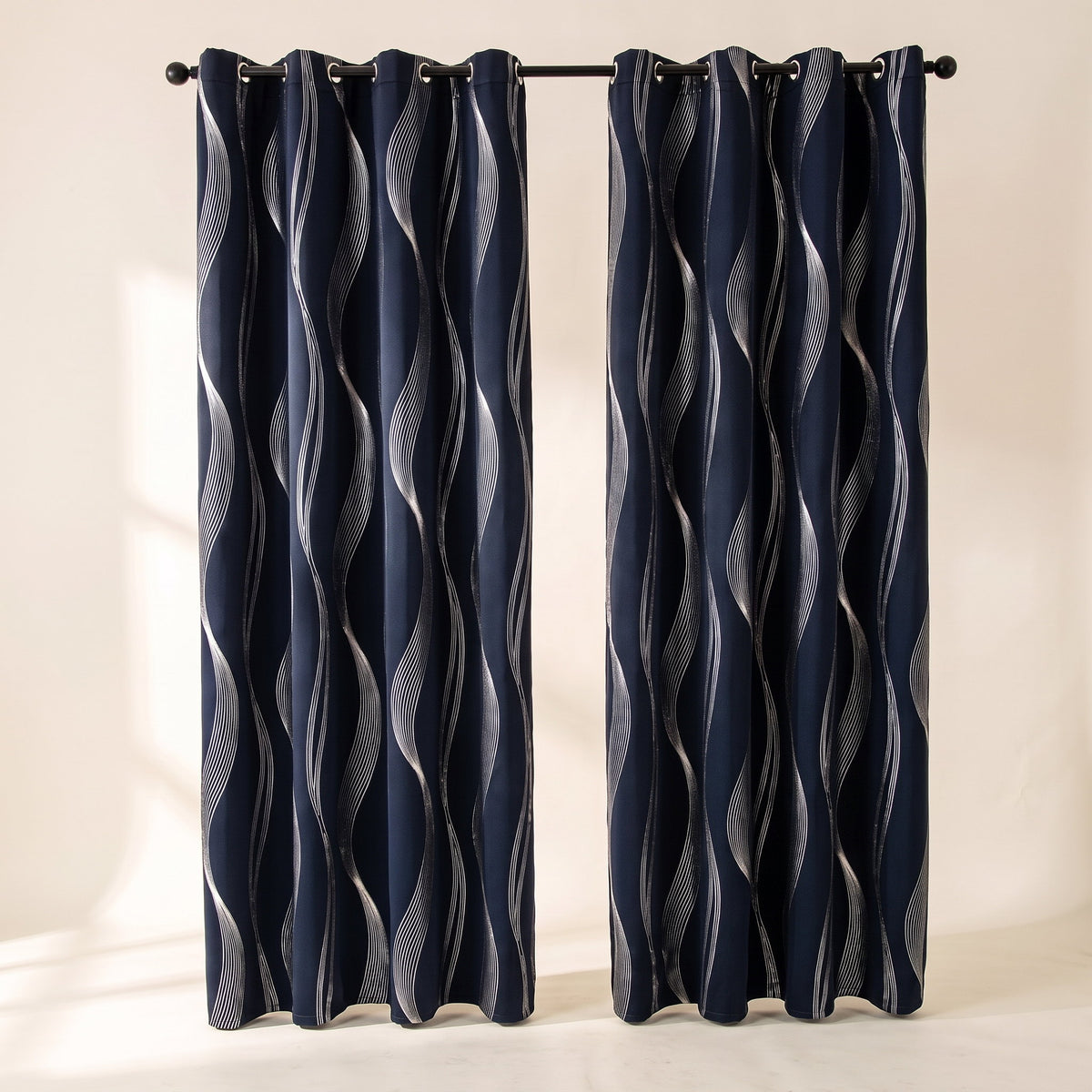 Mira Wave Curtain Panel Set in Midnight Wave, Style Room