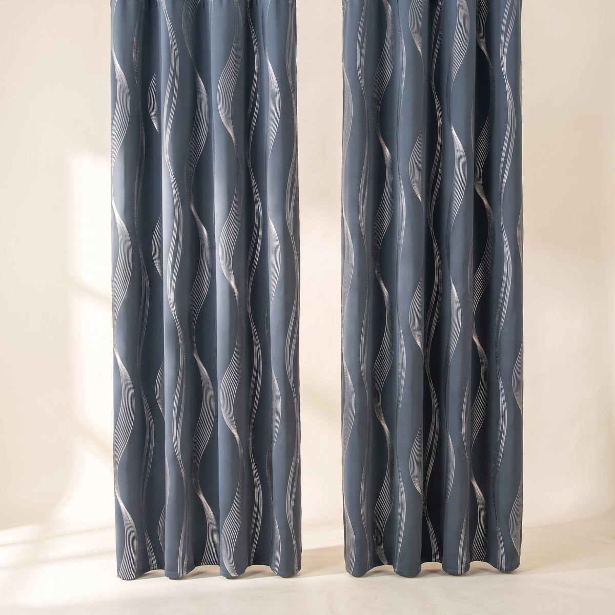 Mira Wave Curtain Panel Set in Slate Wave, Style Room