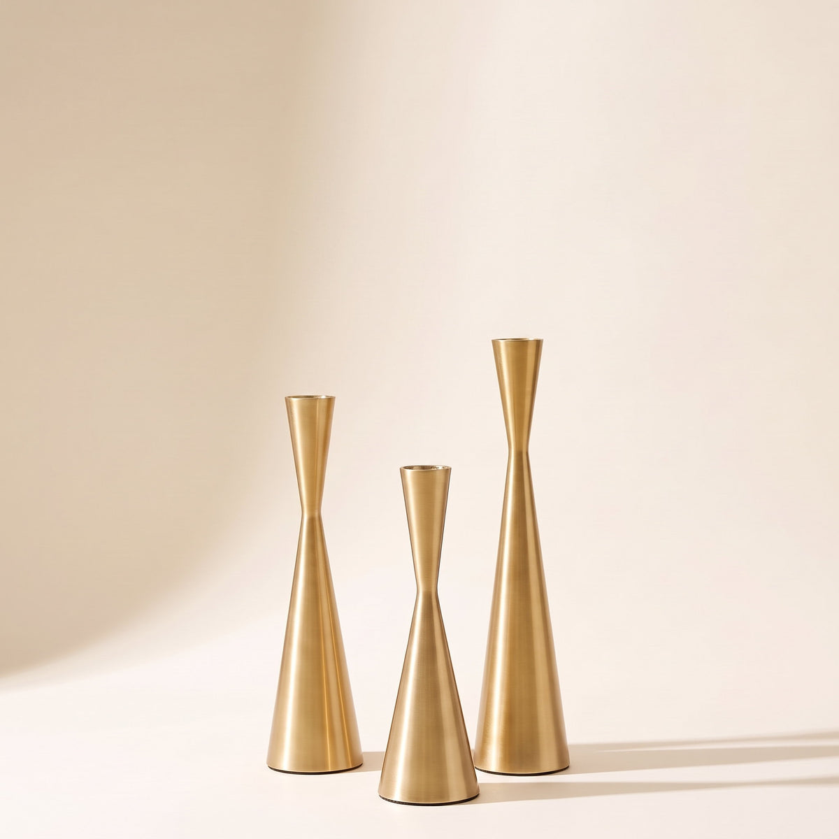Nexa Brass Candlestick Set in Golden Grace, Style Room