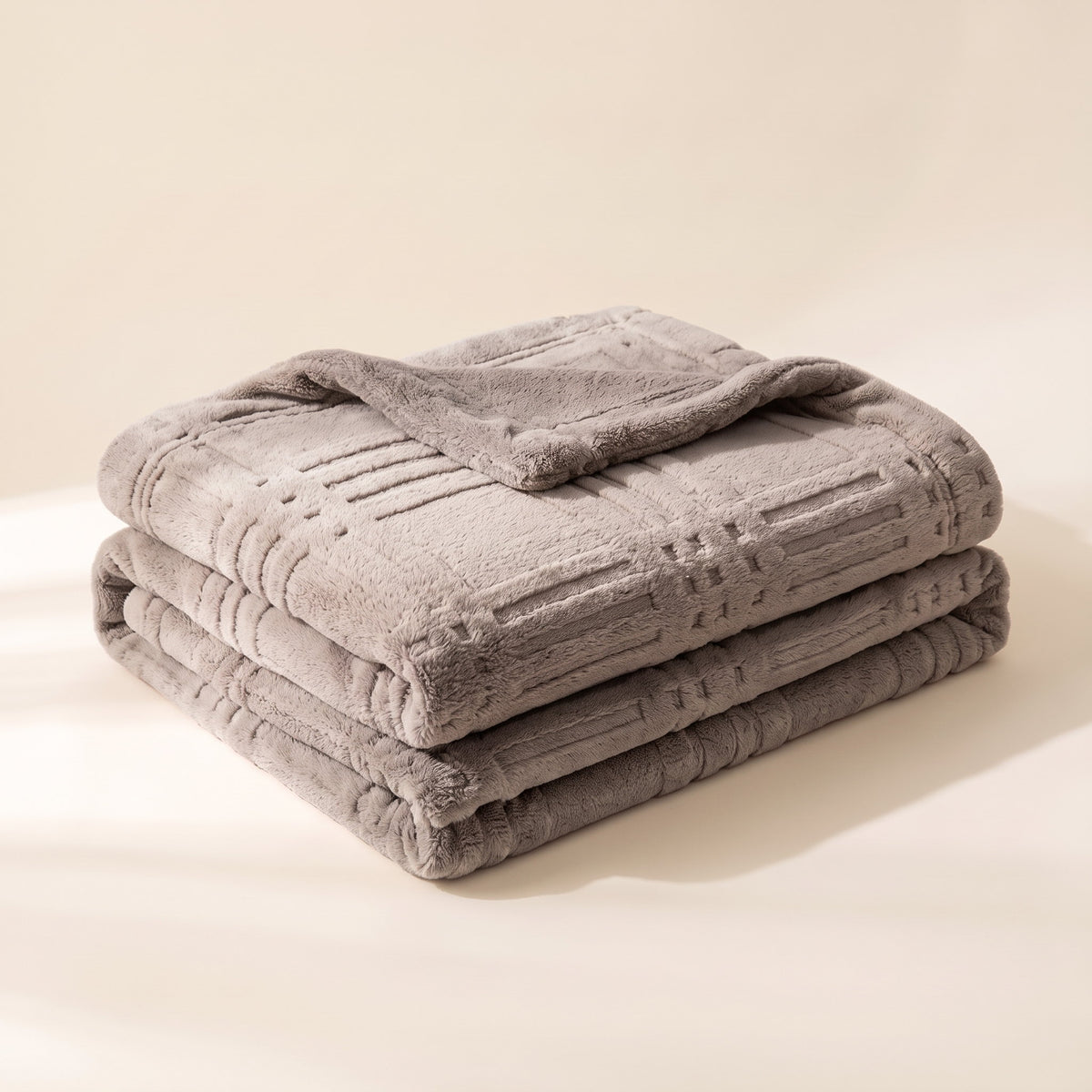 Pavo Embossed Grid Blanket in Ash Gray, Style Room