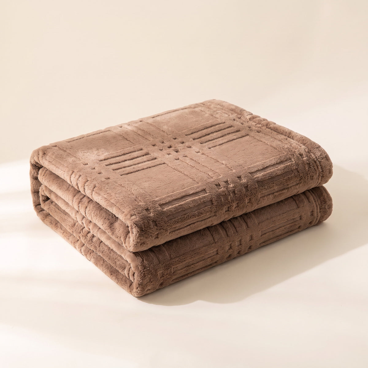 Pavo Embossed Grid Blanket in Mocha Grid, Style Room